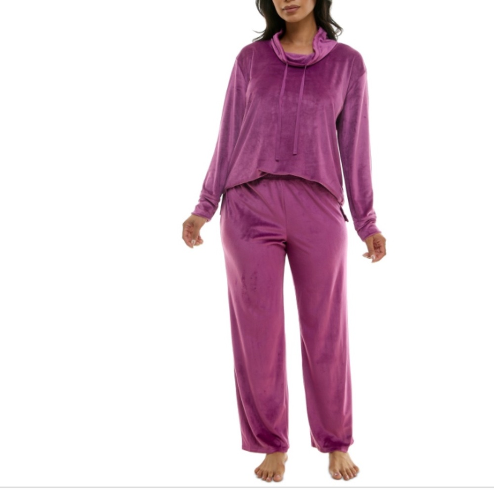 Roudelain Women's Large Long Sleeve Velour Pajama Set 2PC Size L NWT